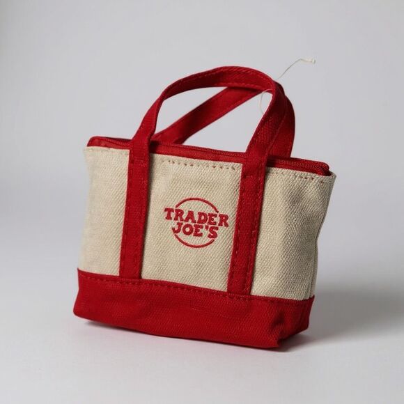 Trader Joe’s Red Canvas Micro Tote with Grocery Bag Limited Edition Mini NWT - Picture 3 of 5